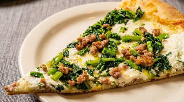 Broccoli Rabe & Sausage White Pizza.