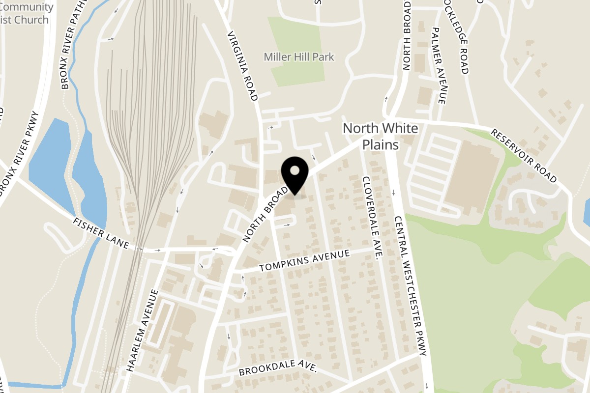Map showing the location of Broadway Pizza on 616 N Broadway #2411 in White Plains